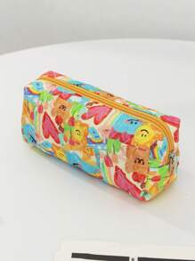 拼布心形和花卉刺绣化妆包，清新风格时尚休闲便携式化妆包，多功能大容量收纳包，可装钱包、口红、卫生巾、钥匙、衣服、化妆品、洗漱用品 - 紅色 - 查看 6