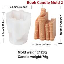 3D Book Silicone Candle Mold Artistic Style Plaster Epoxy Resin Casting Mould Bookshelf Ornament Study Decors Making Supplies - White - View 16
