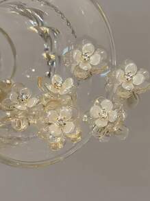6pcs Transparent Floral Hair Clips, Fashionable Bangs Side Hair Clips, Delicate Hair Accessories