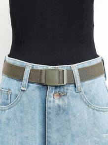 1 Pc Elastic Adjustable Stretch Woven Belt, Unisex Casual Buckle Waist Band