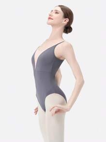 DonsGirl Bộ đồ múa ba lê hở lưng chữ V sâu thanh lịch gợi cảm dành cho nữ - Lý tưởng cho trang phục biểu diễn, tập luyện hàng ngày, luyện tập ba lê và tập thể dục thể thao - Xám - Xem 9