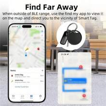 RSH 2个智能标签追踪器，兼容iOS“查找我的”应用程序（仅限苹果系统，不兼容安卓系统），行李定位器、钱包定位器、手机定位器，可更换CR2032电池，无需网络或应用程序，永久免费