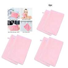 6 pièces Gant de toilette en microfibre doux pour le visage, gant de douche, gant démaquillant réutilisable, style européen, 15 cm x 20 cm