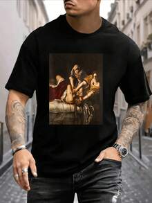 Camiseta moderna de manga corta Judith cortó la cabeza de Holofernes top estampado 220 g de algodón pesado