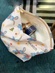 Bolsa de cosméticos de lona con estampado floral, estuche de lona para lápices, neceser de viaje de verano