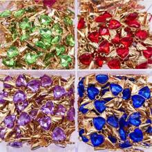 10 pezzi ciondoli a forma di cuore di cristallo con ali di angelo in lega, charms per fai da te per orecchini, portachiavi e artigianato femminile