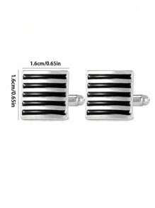 1 Pair Fashionable Blue And Red Striped Cufflinks, European And American Style Business Casual Cuff Links Accessory For Men And Women's Suit Shirts