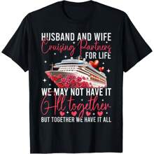 Husband Wife Cruising Anniversary Trip 2025 Honeymoon Love T-Shirt Women's Plus Size Graphic Tee - màu đen - Xem 1