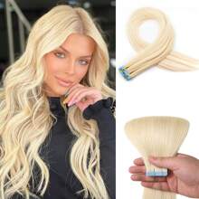 迷你胶带合成接发 24 英寸 10 件直发隐形胶带彩色接发适用于万圣节角色扮演装扮时尚派对圣诞新年礼物 - 彩色 - 查看 15