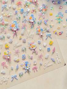 1 件 5D 花朵指甲贴 DIY 艺术 Y2K 风格春季美甲装饰贴花