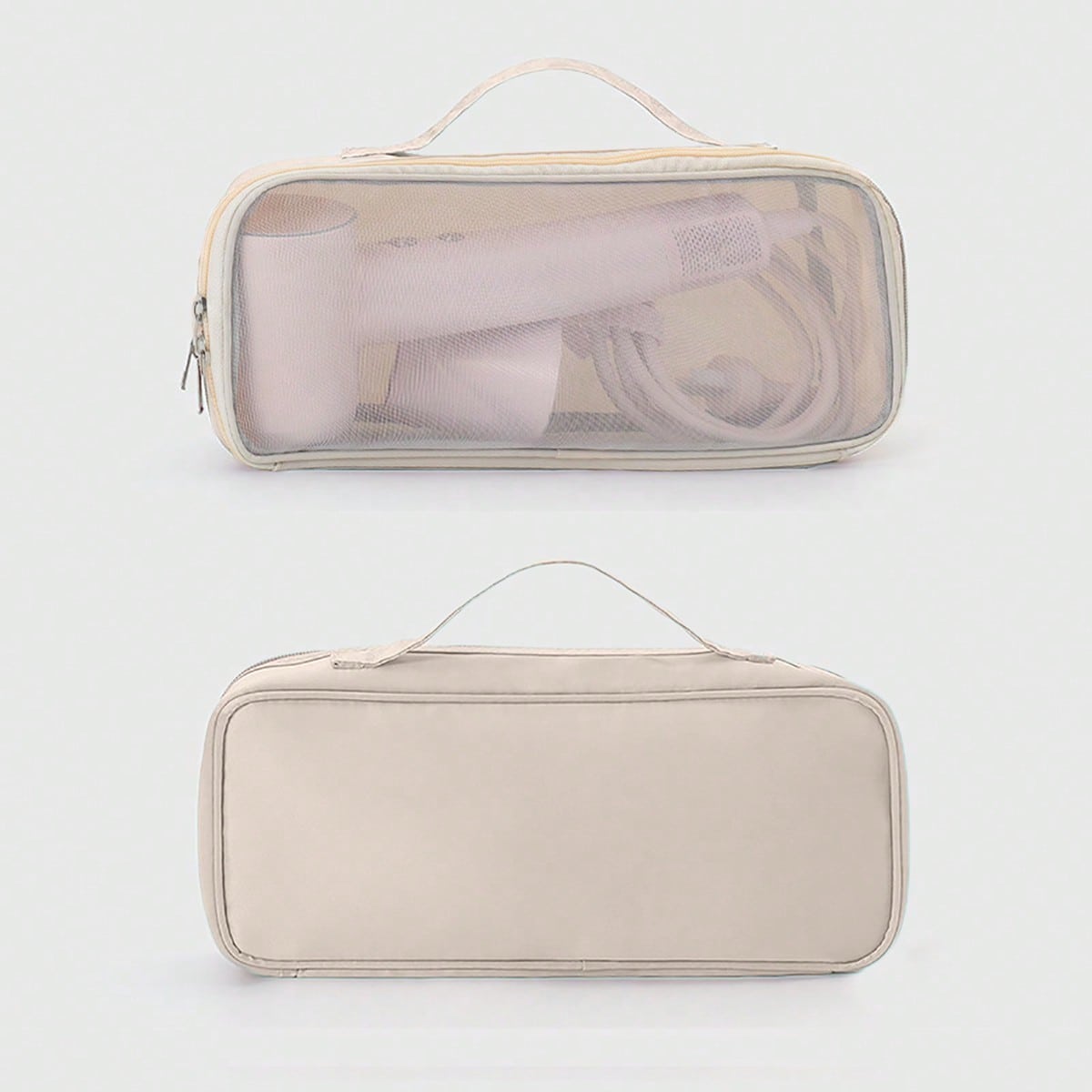 1pc Portable Hair Dryer Storage Bag, Transparent Mesh Bag For Travel, Cosmetic & Curling Iron Storage Bag, Multi-Functional Cosmetic Bag, Cosmetic Storage, Travel Toiletry Bag, Handbag, Dust-Proof Large Capacity, Electric Curling Iron, Flat Iron Protective Case, Hair Dryer Storage, Back To School Supplies Make Up Bag