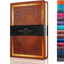 256-Page Lined Notebook,100gsm Paper Thick Diary Journal,Vintage Style PU Leather Hard Cover Notebook With Elastic Band,B6 Size 5.1" X 7.1",School Supplies,Back To School - B6 - View 11