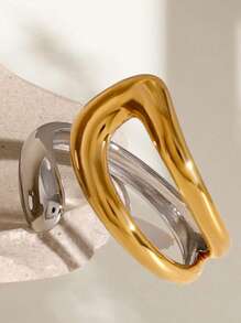 1 件时尚独特小众多功能高品质不锈钢撞色开口戒指，钛钢手指配饰适合任何场合，完美的节日礼物