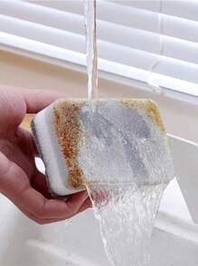 5件装厨房清洁洗碗双面海绵块家用洗碗加厚海绵布清洁用海绵布 - 灰白 - 查看 2