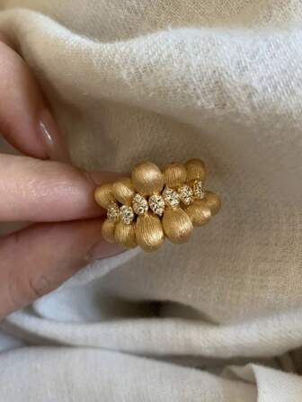 1pc Vintage French Textured 18K Gold Plated Fashion Zirconia Ring, Elegant & Personalized, Adjustable Size, Suitable For Daily Wear, Gift For Loved Ones