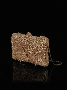 1pc Glittery Elegant Party Handbag, Luxury Women's Crystal Clutch Bag, Fashion Cosmetics & Perfume Handbag, Handcrafted Sparkling Crystal-Studded Metallic Purse, Suitable For Formal Events Like Parties, Galas, And Gatherings For Sophisticated Ladies (Not For Storing Phones) - Multicolor - View 9