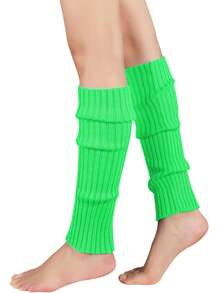 Women's Orange Leg Warmers, Neon Ribbed Leg Warmers, 80s/90s Party, Sports, Yoga, Y2K Style Fashion Accessory, Comfortable & Warm - Multicolor - View 20