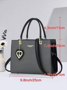 Solidna kwadratowa torba typu tote, klasyczna modna torba na ramię, damska torba dojazdowa z teksturą, duża pojemność torebki, torebka biurowa dla kobiet