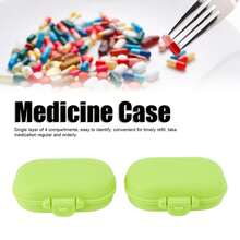 7 Pieces Medicine Case Portable Detachable Mini 4 Compartments Medicine Organizer For Travel Outdoor Green