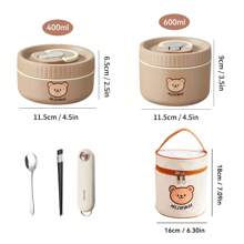 Portable 304 Stainless Steel Thermal Lunch Box With Cutlery&Lunch Bag, Cute Capybara Pattern Leak Proof Bento Box, Microwave Safe&Hot Water Heating, Insulated Anti Scalding Lunch Container, Reusable Fruit Salad Food Storage Container, Suitable For Student And Adult Use In School, Office, Outdoor Camping, Picnic, Travel
