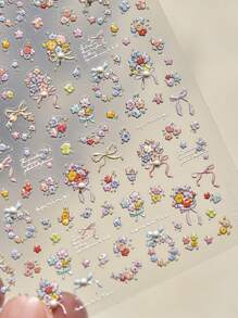 1 件 5D 花朵指甲贴 DIY 艺术 Y2K 风格春季美甲装饰贴花