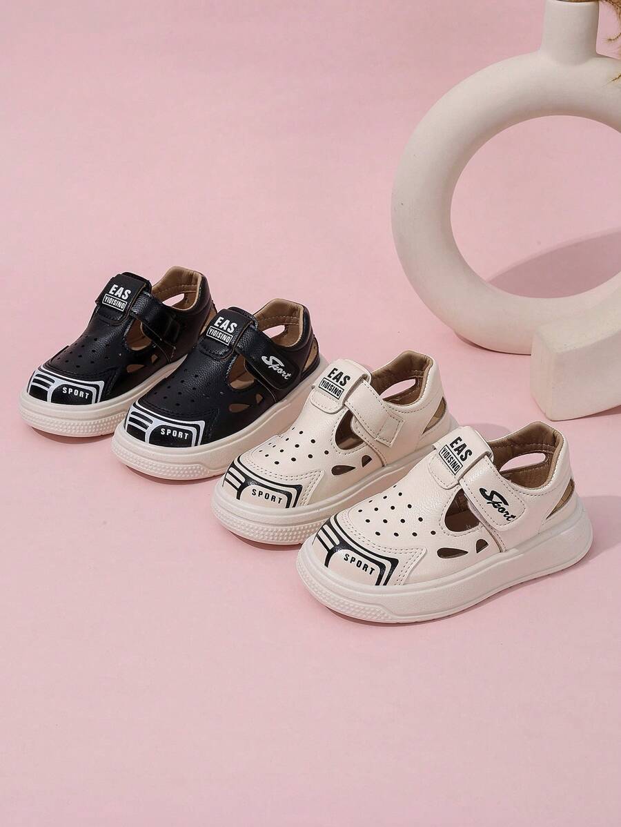 1 双夏季新款婴儿凉鞋，时尚运动平底露趾鞋 - 黑色 - 查看 1