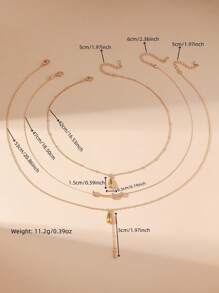 1 Set Of 3pcs Casual Minimalist Fashion Classic Metal Chain Teardrop Smiling Face Pendant Necklace Set. Unique Niche Multilayered Metal Tassel Design, Suitable For Women To Wear Daily, Vacation, Party - Gold - View 4