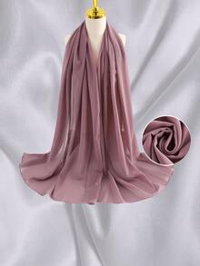 1 chiếc khăn trùm đầu mềm mại bằng vải voan trơn cho nữ, khăn choàng dài thường ngày kiểu Ả Rập màu trơn bảo thủ, thích hợp sử dụng hàng ngày - Lạc đà - Xem 11