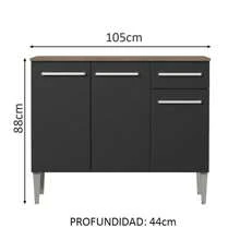 Gabinete Bajo Cocina Madesa Emilly 3 Puertas Color Marrón/negro - Negro - Ver 4