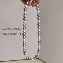1 pieza Elegante collar de perlas de agua dulce - Mezcla de colores tipo caramelo, Cadena de clavícula de lujo para mujer, Adecuado para uso diario y como regalo