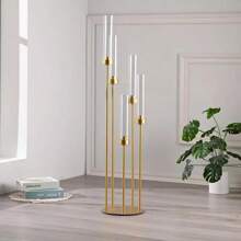 4 件/1 件 39.4 英寸高金色 5 臂落地烛台，带亚克力灯罩的金属烛台，圣诞装饰，婚礼中心装饰，适合婚礼、家居、派对的电蜡烛 - 金的 - 查看 8