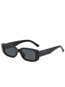 2pcs/Set Women's Black White Plastic Frame Square Beach Fashion Glasses Fashionable For Summer Beach Vacation,Outdoor,Travel
