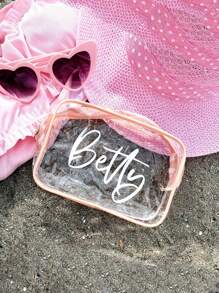 Personalized Makeup Bag, Beach Wedding Gift, PVC Transparent Makeup Bag, Toiletry Bag, Bridesmaid Gift, Summer Vacation, Bachelorette Party,Multi-Functional,Space-Saving,Letter,Striped,Exquisite,Stylish,Tidy,Contracted,Casual,Basics,Colorful,Leisure,Unique,Customized,Personalized,Custom,Ideal Gifts For Her,Girlfriend,Family,Friends,Her,For Anniversaries,For Weddings,For Graduation,For Birthdays,Bathroom,Multi-Functional,Ornamental,Letter,Solid Color,Exquisite,Stylish,Vintage,Modern,Colorful,Leisure,Basics,Casual,Soft,Unique,Customized,Personalized,Custom,Ideal Gifts For Her,Girlfriend,Her,Boyfriend,Friends,Customized Makeup Bags,Street Casual Chic