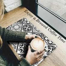 1/4/6/8 件花卉单色咖啡机垫 - 快速吸收、防滑、耐热厨房台面保护垫，适用于办公室、家庭或酒店使用，咖啡站垫 - 彩色 - 查看 1