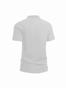 Men's Solid Color Short Sleeve Casual Commuting Polo Shirt - Grey - View 4