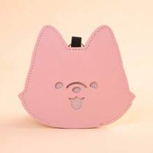 Cute Cartoon Dog Poop Bag With Leash Holder, PU Leather, Korean Style, Pet Cleaning Waste Bag