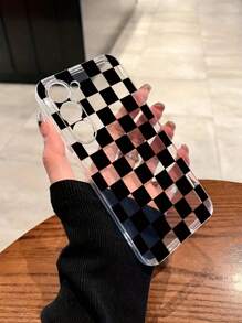 1pc High Permeability Black & White Plaid Painting Thick Shockproof Protective Phone Case Compatible With Iphone 16/16 Pro/16 Plus/16 Pro Max, IPhone 15 Pro Max, Apple P13, P14, P11, P12, XS, XR, 7/8 P, 7/8 GES2, Galaxy S25, S25 PLUS, S25, S25 Ultra, A50, A12, A32, A52, A72, A51, A21S, A13, A14, S22 Ultra, S23, A33, A53, S20 FE, Redmi 11 Youth, 12 Pro, 12/12X, Note 11, 9A, 9C, Poco X3 NFC, Redmi 10, Redmi 9, Note 9, 12C, Note 11 Pro, Redmi 10C, Note 8 Pro - Multicolor - View 3