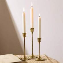 3 stuks/set gouden kaarsenhouders, vintage messing metalen taps toelopende kaarsenhouders, moderne hoge pilaar kaarsenstandaard, decoratieve kaarsenhouders voor tafeldecoratie, bruiloftsfeest