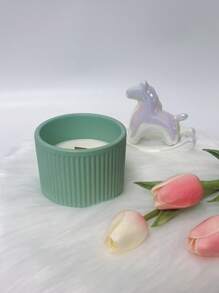 Vela perfumada de cera de soja en taza de cerámica estilo escandinavo a rayas de 5 onzas, decoración creativa del hogar, regalo portátil y fresco de vela