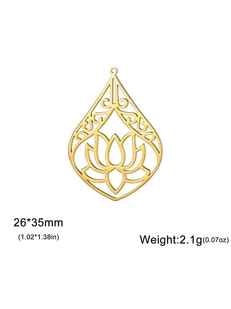 1pc Stainless Steel Floral Lotus Pendant, Classic Retro Beautiful Elegant, Can Be Used For Necklace, Keychain, DIY Jewelry Accessory, Suitable As Gift - Lotus Series - View 18