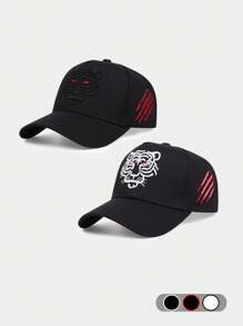 1 pièce Casquette de baseball à broderie de tigre pour hommes, chapeau de sport outdoor hip-hop, casquette de soleil décontractée de camionneur, taille réglable à bord incurvé, chapeau de soleil pour étudiant