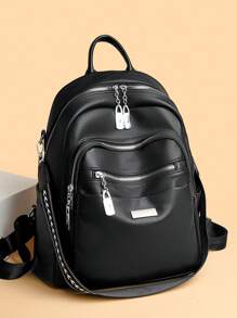 Fashionable Multi-Function Backpack For Women, Korean Style Versatile Soft Leather Shoulder/Crossbody Bag, Large Capacity Female Backpack, 2025 New - Black - View 5