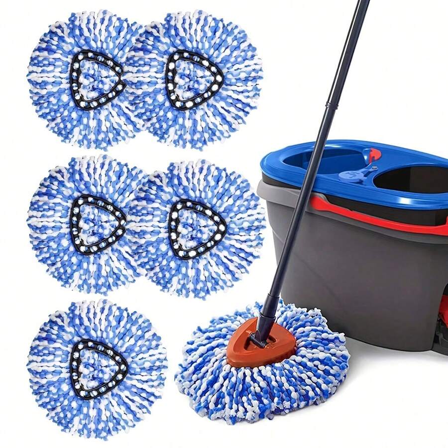 1/2pcs Rotary Mop Replacement Mop Head, Compatible With O-Cedar/ Easywring Spin Mop, 2pcs Super Microfiber Mop Head Refill - Blue - View 1