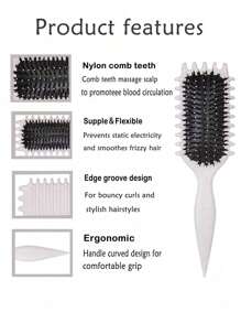 Nuevo set de cepillos para definir el rizado, 1 pieza Cepillo redondo limpiador de cabello, 1 pieza Cepillo moldeador y definidor de rizo para cabello rizado de mujer, diseñado por Candybrush