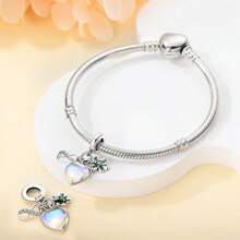 1pc S925 Silver Romantic Minimalist Clover, Palm Tree, Airplane, Lifebuoy, Insect, Cross Faith Pendant Necklace In Gift Box, Versatile For Women, Gift For Party, Jewelry - Silver - View 17