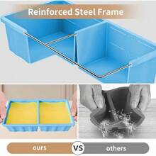 Silicone Freezer Tray For Soup Ice Cubes: 2-Cup Freezing Tray With Lid For Meal Prep - 2Pack Silicon Soup Portion Freeze Tray Make Stock Souped Ice Cube - Blue - View 3