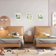 帆布壁挂装饰适用于托儿所、婴儿房、儿童房、小兄弟、大兄弟、兄弟是最好的朋友、大哥哥 - 彩色 - 查看 6