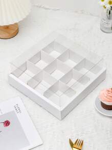 2pcs/4pcs 9-Grid/4-Grid/6-Grid Transparent Lid Dessert Boxes, White/Brown Baking Food Packaging Boxes Suitable For Mini Cupcakes, Chocolates, Birthday Party, Wedding, Holiday Sweets, Cookies, Candies, Small Snacks - Multicolor - View 10