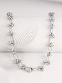 1pc Stainless Steel Asymmetric Chain Necklaces For Women Fashion Silver Gold Color Chain Necklace Men Jewelry Gift - Necklace - View 2