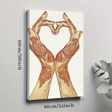 1pc Framed Canvas Wall Art, Heart Hands Gestures Art Print Canvas Poster, Ideal Gift For Bedroom Living Room Hallway Dorm Wall Decor